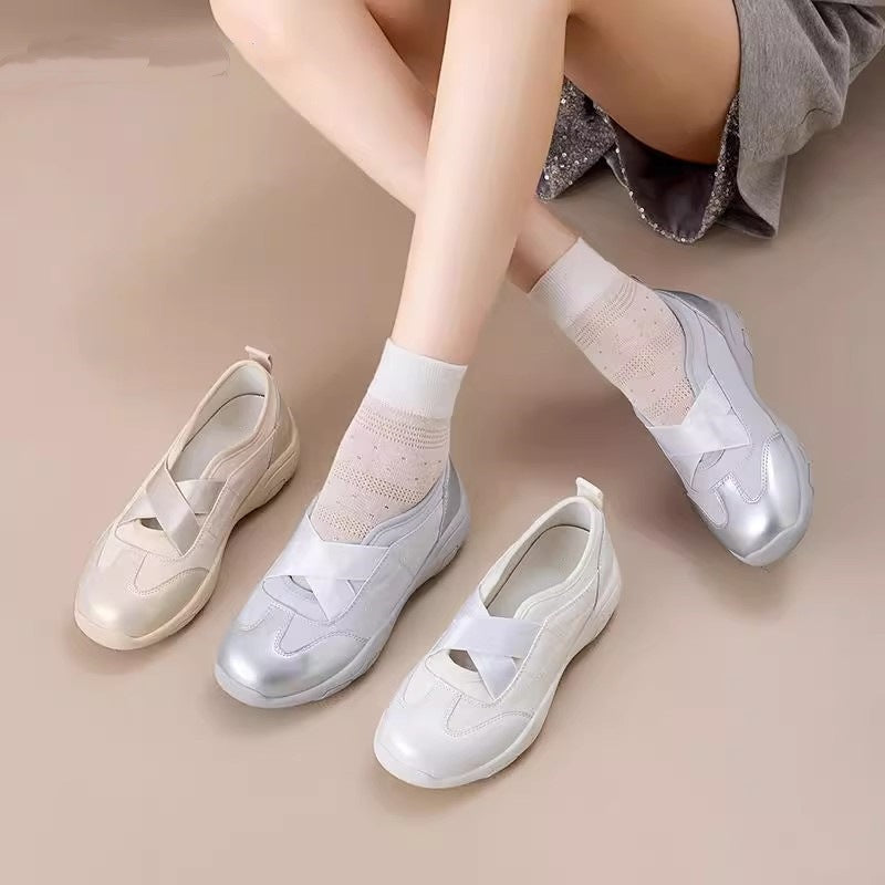 Damen Komfortable Slip-On Sneakers mit elastischem Riemen und weich gepolstertem Innenfutter EB
