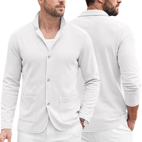 Herren Strickblazer-Cardigan mit Strukturstrick und aufgesetzten Taschen EB
