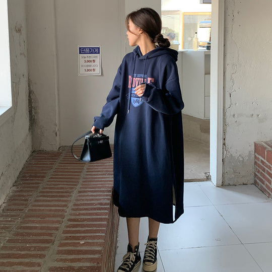 Damen Hoodie-Kleid mit lässigem Schnitt und stylischem Grafikdruck EB
