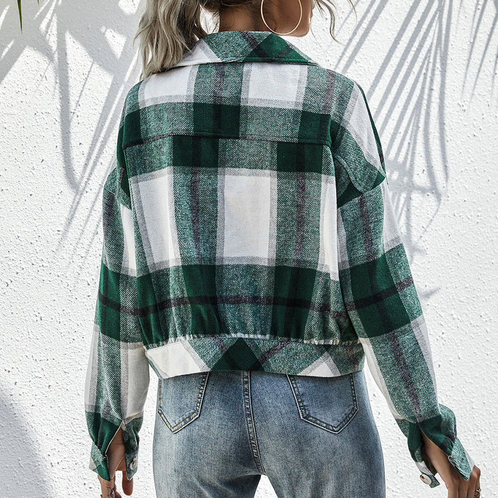 Damen lässige Flanelljacke mit Karomuster EB