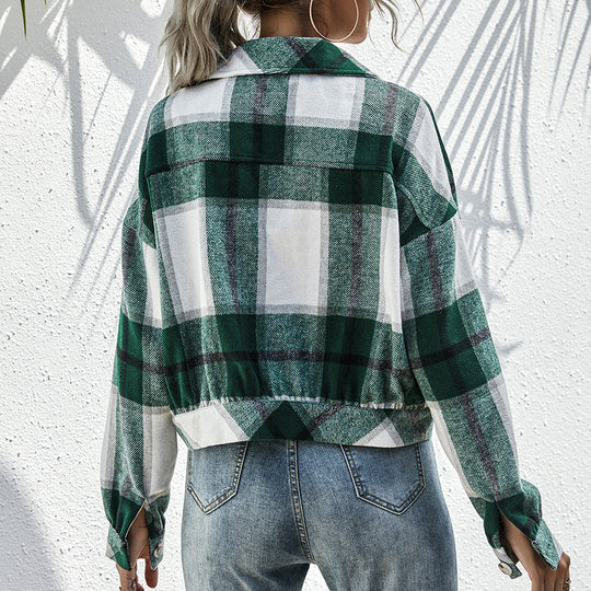 Damen lässige Flanelljacke mit Karomuster EB