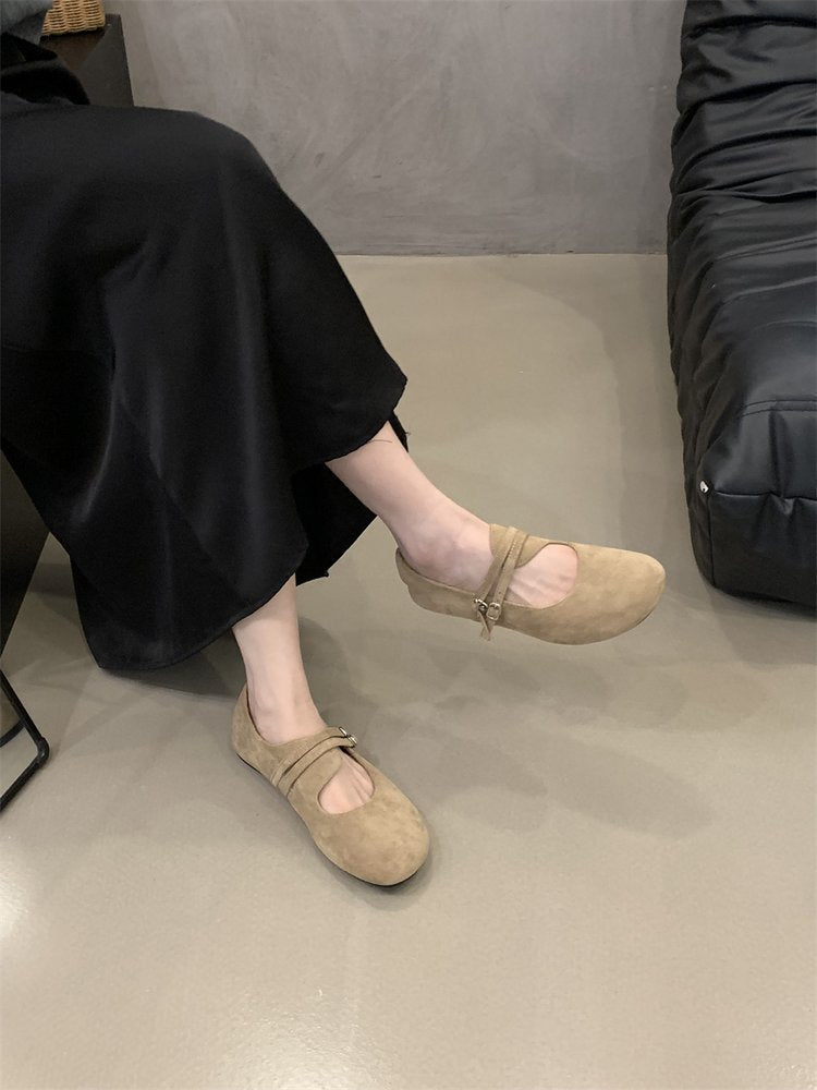 Damen bequeme Ballerinas mit modischem Riemchen und rutschfester Sohle EB