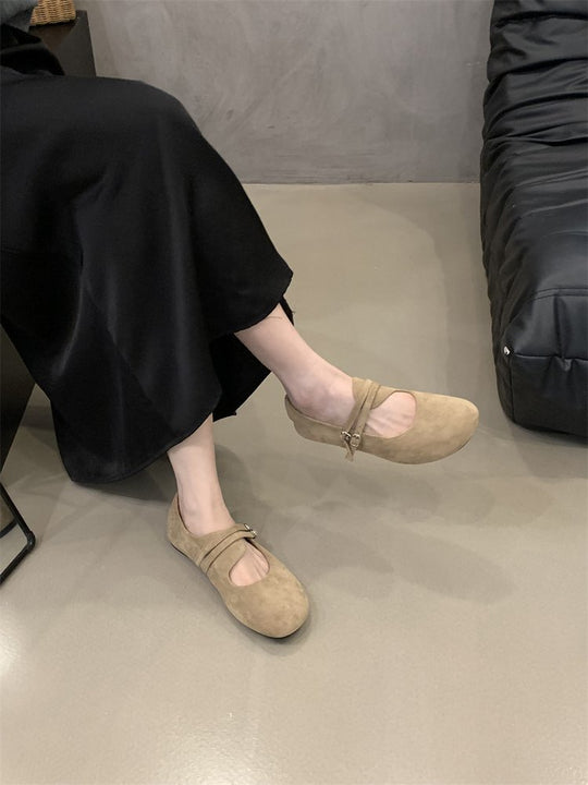 Damen bequeme Ballerinas mit modischem Riemchen und rutschfester Sohle EB