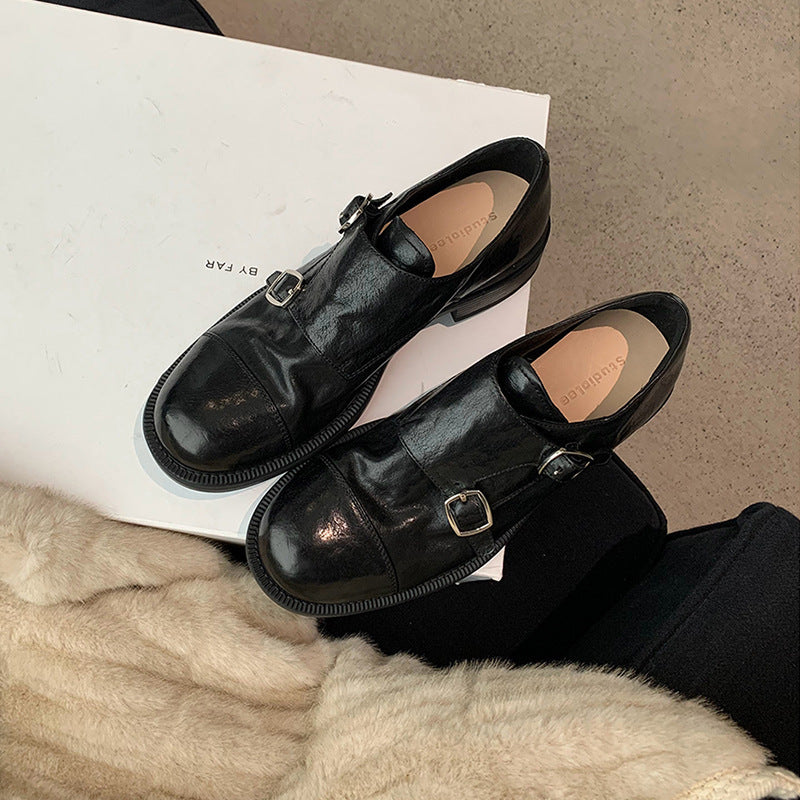 Damen modische Mokassins mit eleganter Schnallenapplikation EB
