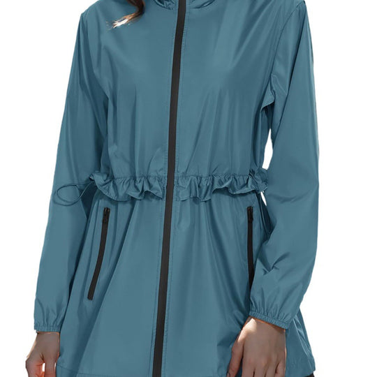 Damen Leichte Übergangsjacke mit verstellbarem Kordelzug und seitlichen Taschen EB