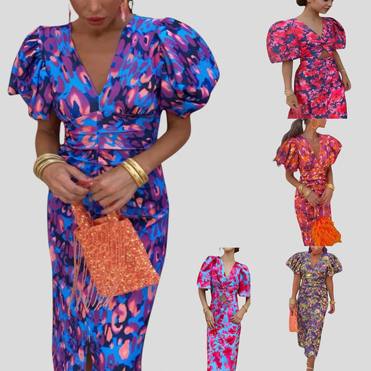 Damen Elegantes Kleid mit Volants und Spitzenelementen EB
