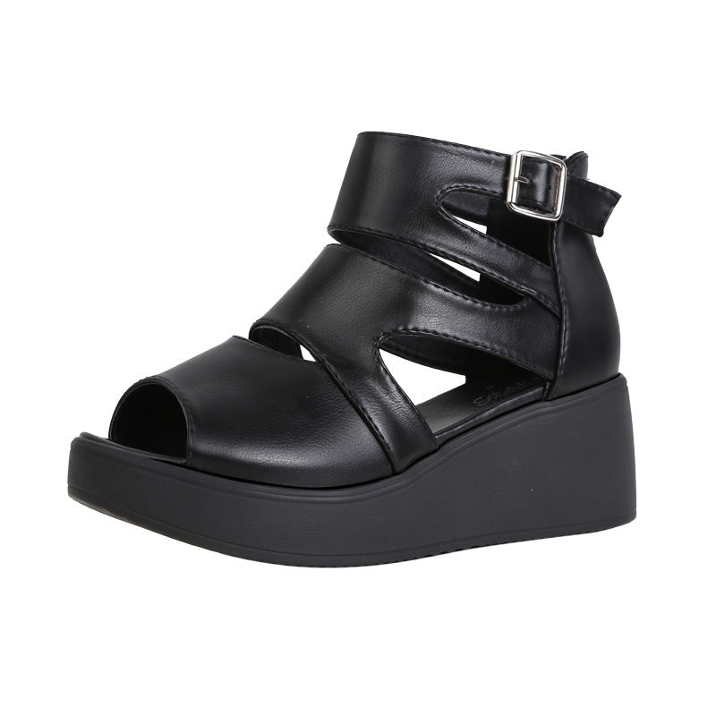 Damen Wedge-Sandalen mit modischen Cut-Outs und verstellbarem Riemen EB
