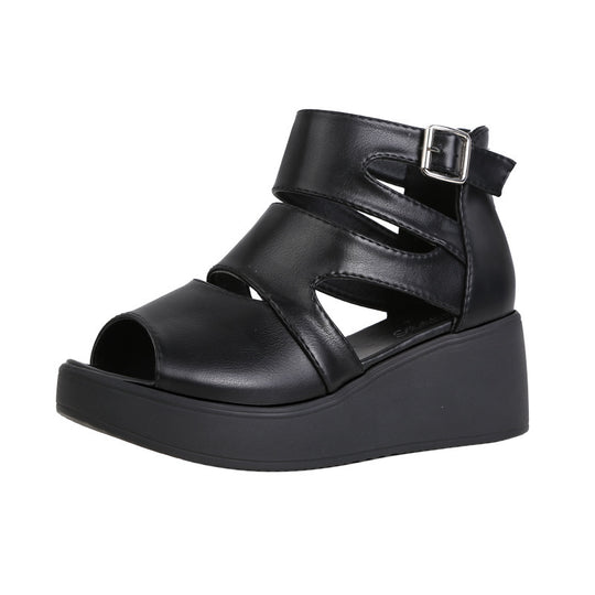 Damen Wedge-Sandalen mit modischen Cut-Outs und verstellbarem Riemen EB