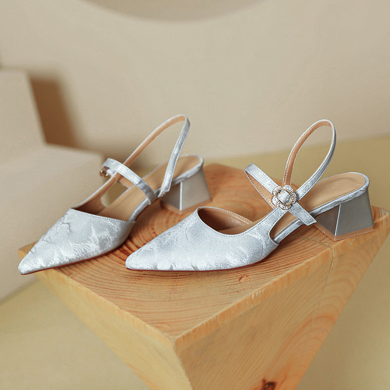 Damen Slingback-Pumps mit elegantem Riemen und blockiertem Absatz EB
