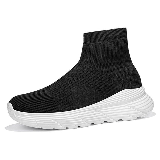 Damen nan nahtloser Strick-Freizeitsneaker mit sockenkragen und stoßdämpfender Profilsohle EB