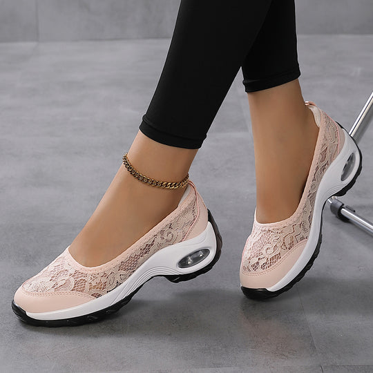 Damen Elegante und bequeme Ballerinas mit atmungsaktivem Spitzenoberteil EB