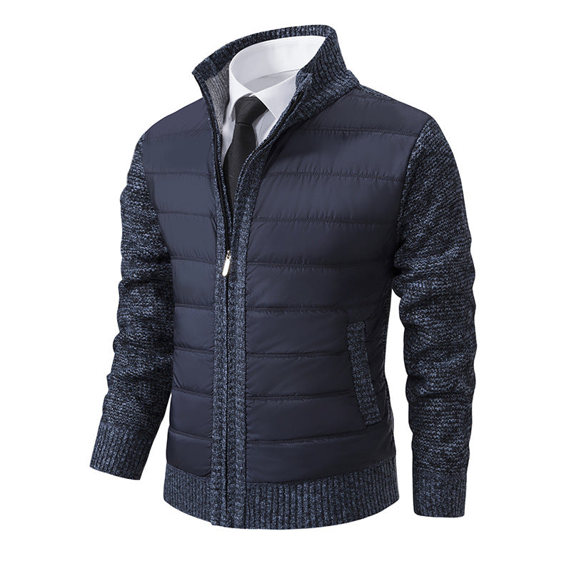 Herren nan gesteppte Hybrid-Strickjacke mit Stehkragen Reißverschluss und Eingrifftaschen EB