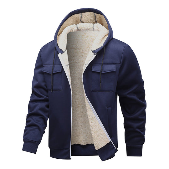 Herren gefütterte Kapuzenjacke im sportlichen Design mit praktischen Taschen EB