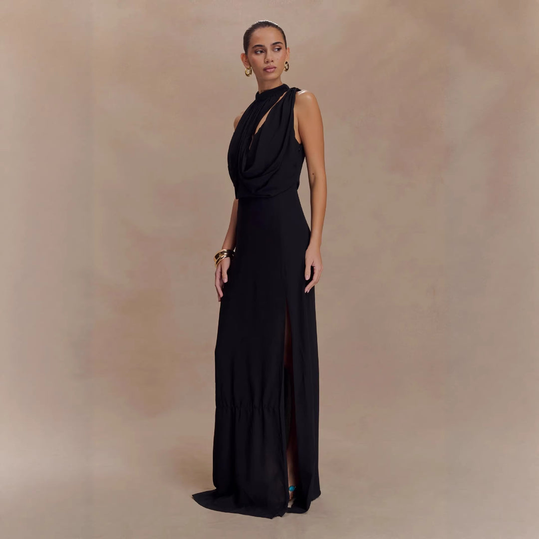 Damen Elegantes Maxi-Kleid mit drapiertem Oberteil EB