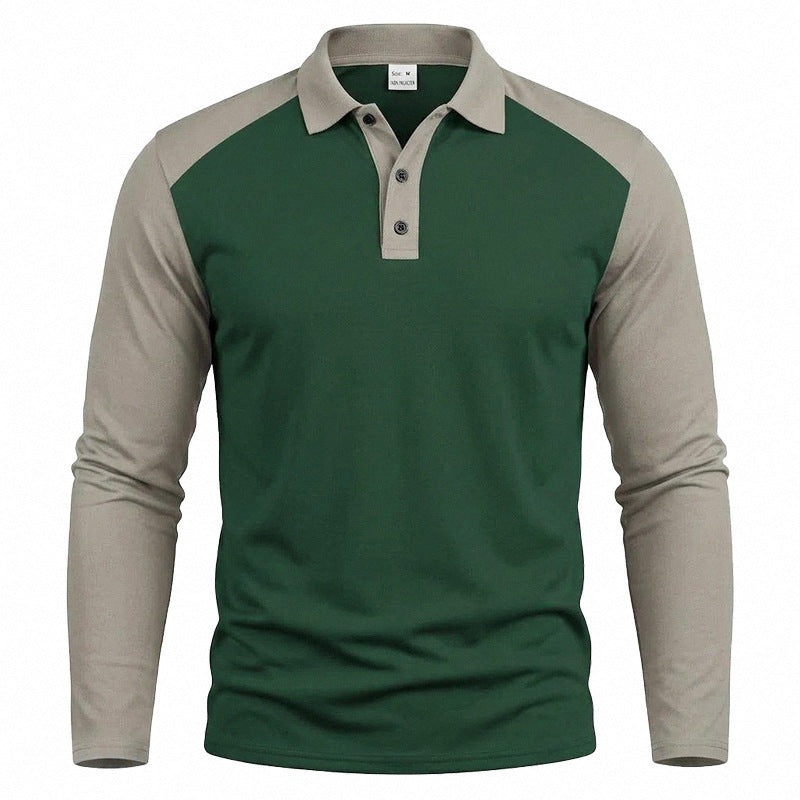 Herren nan langärmeliges Raglan-Polo aus Baumwollmix mit Knopfleiste und ergonomischem Schnitt EB