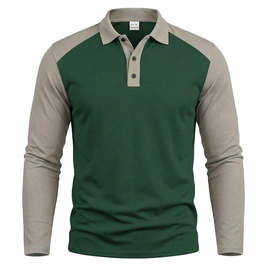 Herren nan langärmeliges Raglan-Polo aus Baumwollmix mit Knopfleiste und ergonomischem Schnitt EB