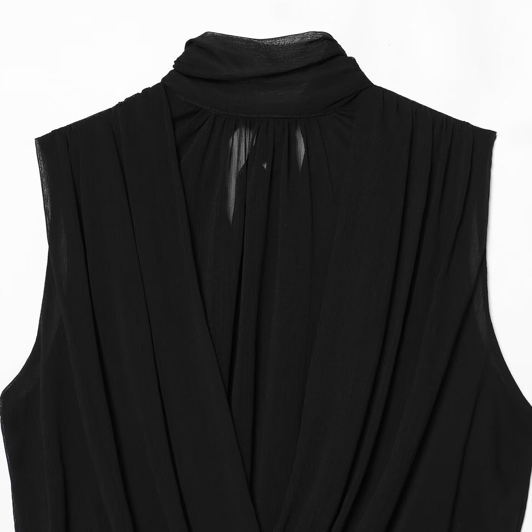 Damen ärmelloses Drapé-Oberteil mit elegantem Halsschlitz und fließendem Schnitt EB