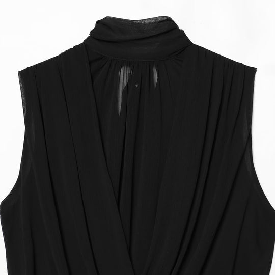 Damen ärmelloses Drapé-Oberteil mit elegantem Halsschlitz und fließendem Schnitt EB