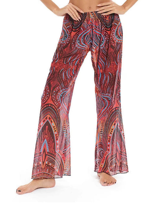 Damen Elegante Strandhose mit floralem Muster EB