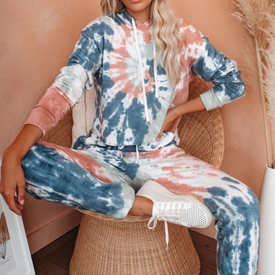 Damen lässiges Cropped Hoodie und Jogginghose Set EB