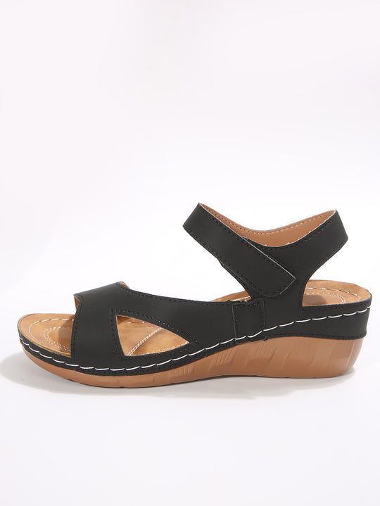 Damen Komfortable Riemensandalen mit verstellbaren Klettverschlüssen und anatomischem Fußbett EB