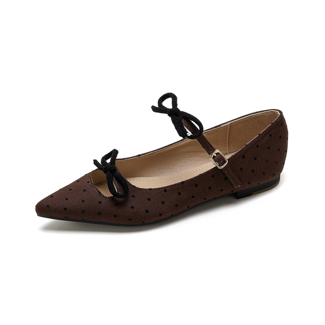 Damen Ballerinas mit modischem Punkte-Design und dekorativen Schleifen EB