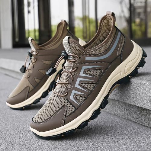 Herren nan atmungsaktiver Trekking-Sneaker mit Schnellzug-Schnürung, sockenähnlichem Meshschaft und griffiger Profilsohle EB