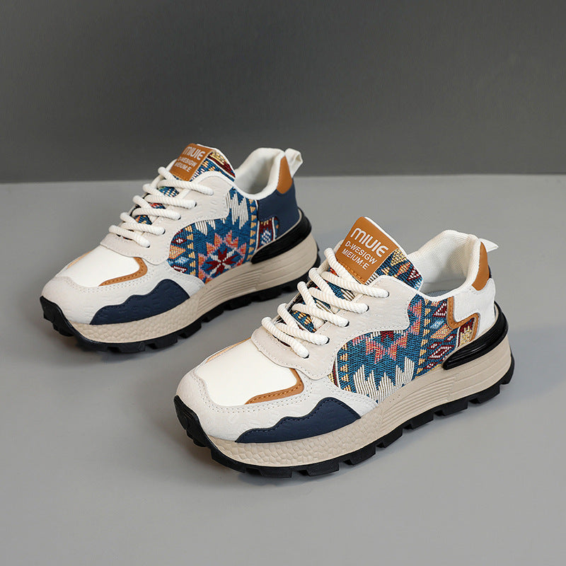 Damen Sportliche Sneakers mit farbenfrohem Ethno-Muster und rutschfester Sohle EB