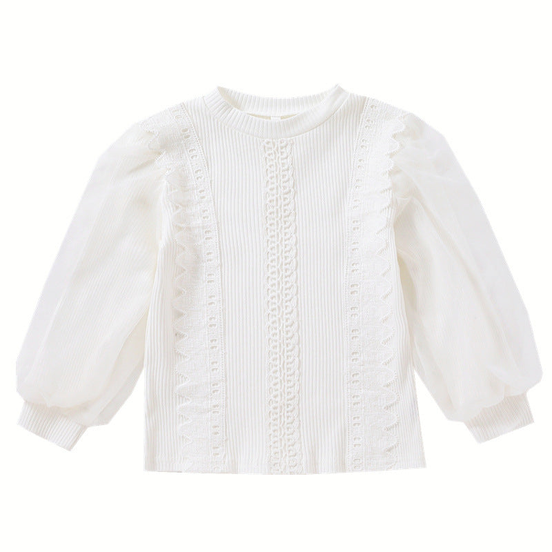 Damen Sweatshirt mit Tüllärmeln und Rüschendetails EB