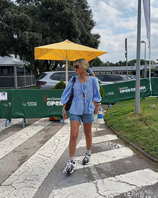 Damen Bluse mit Rüschen und Bindebändern EB