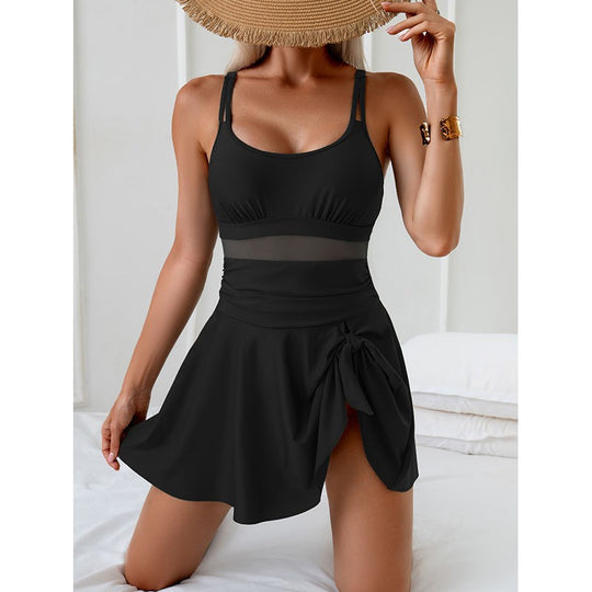 Damen Eleganter Badeanzug mit Wickelrock EB