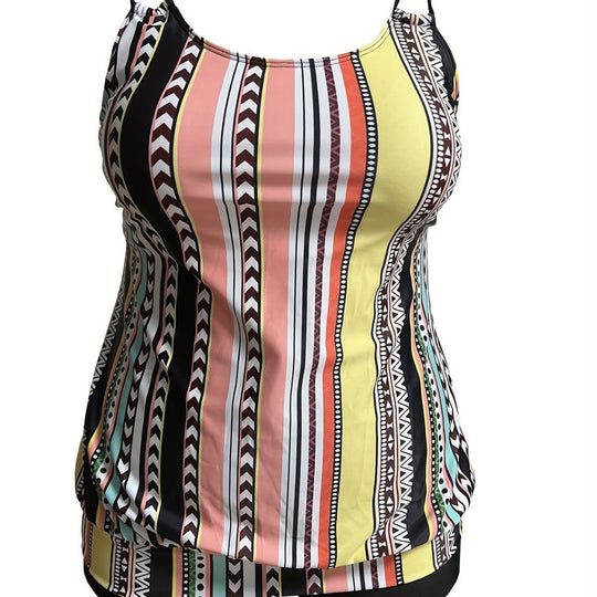 Damen Tankini-Set mit verspieltem Mustermix und praktischen Shorts EB
