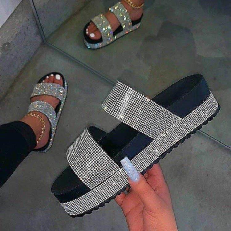 Damen Glamouröse Komfortsandalen mit Strassverzierungen EB