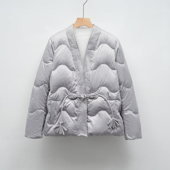 Damen Voluminöse Steppjacke mit Taillenzug und eleganter Struktur EB