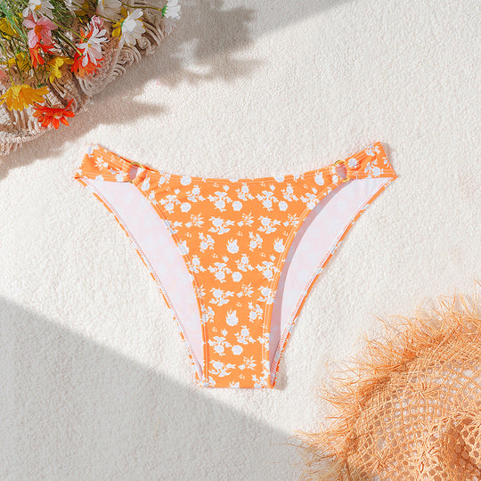 Damen Bikini-Höschen mit floralem Design und goldenen Akzenten EB