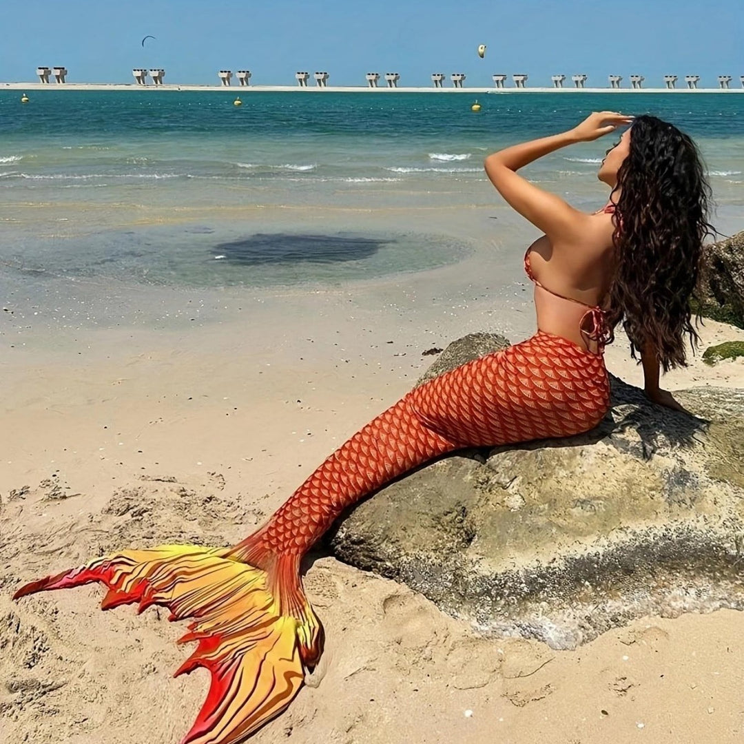 Damen Meerjungfrauen-Bikini mit schimmerndem Schwanzfisch-Muster EB