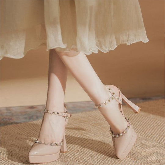 Damen elegante Plateau-Pumps mit Schmuckdetails EB