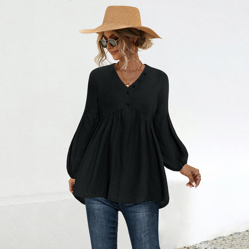 Damen Blusenshirt mit lässigem Schnitt und eleganten Knopfdetails EB