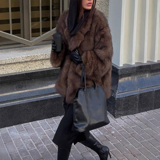 Damen Kunstfelljacke im oversized Design mit lässigem Schnitt EB