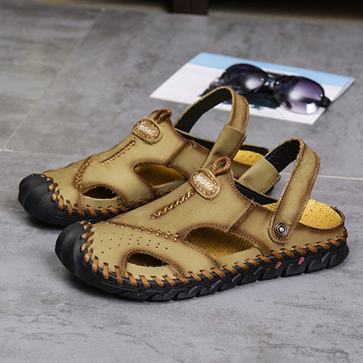 Damen Sportliche Ledersandalen mit elastischem Riemen und stoßdämpfender Sohle EB