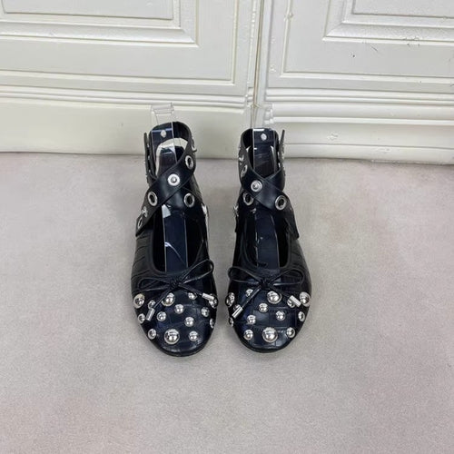 Damen Designer-Ballerinas mit innovativem Riemen- und Applikationsdesign EB