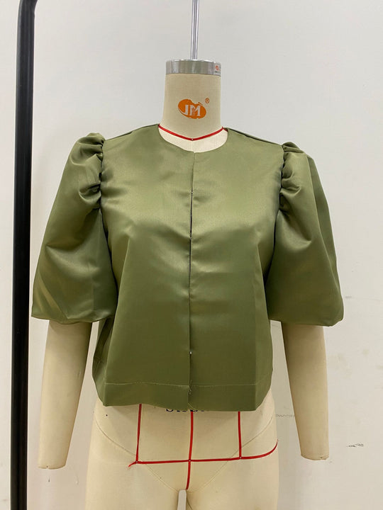 Damen stilvolle Bluse mit puffärmeln EB