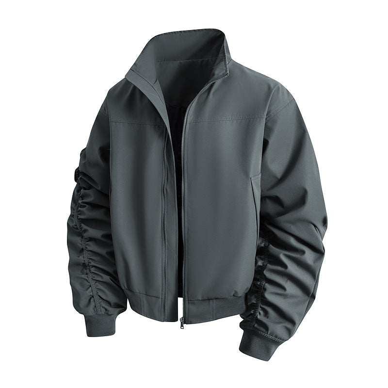 Damen elegante Bomberjacke mit strukturierten Ärmeln und modernem Stehkragen EB