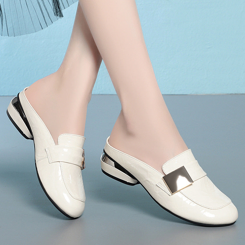 Damen Elegante Slipper mit modischem Dekor und komfortablem Blockabsatz EB