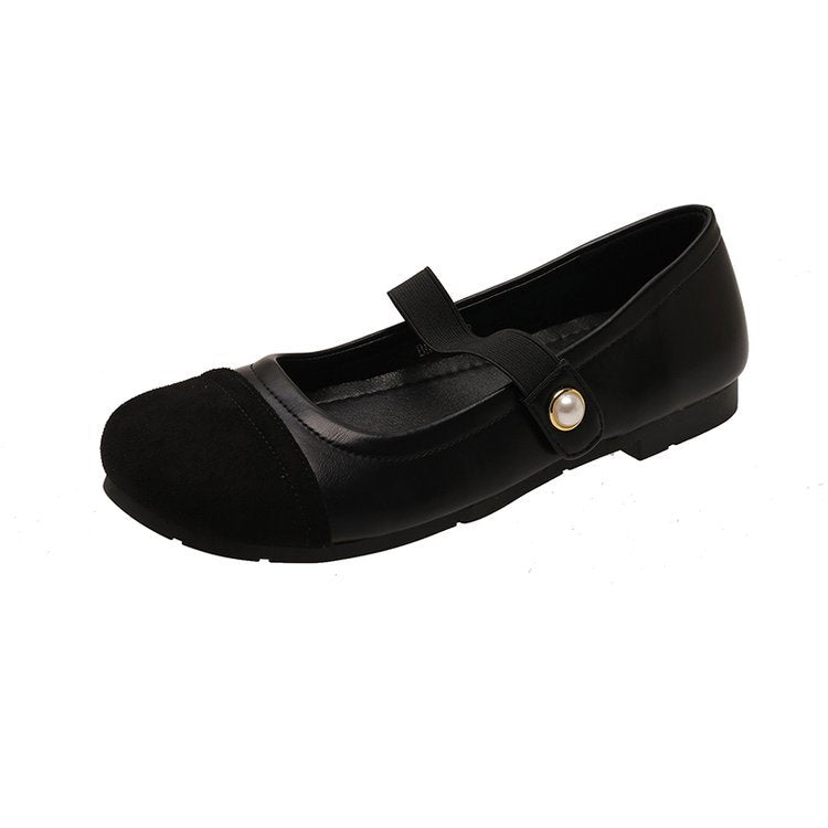 Damen elegante Ballerinas mit komfortablem Riemchen und modischer Perlenapplikation EB