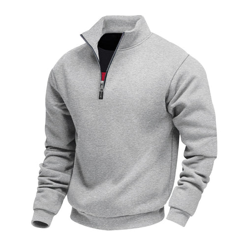 Herren leichter Fleecepullover mit Stehkragen und halblangem Reißverschluss EB