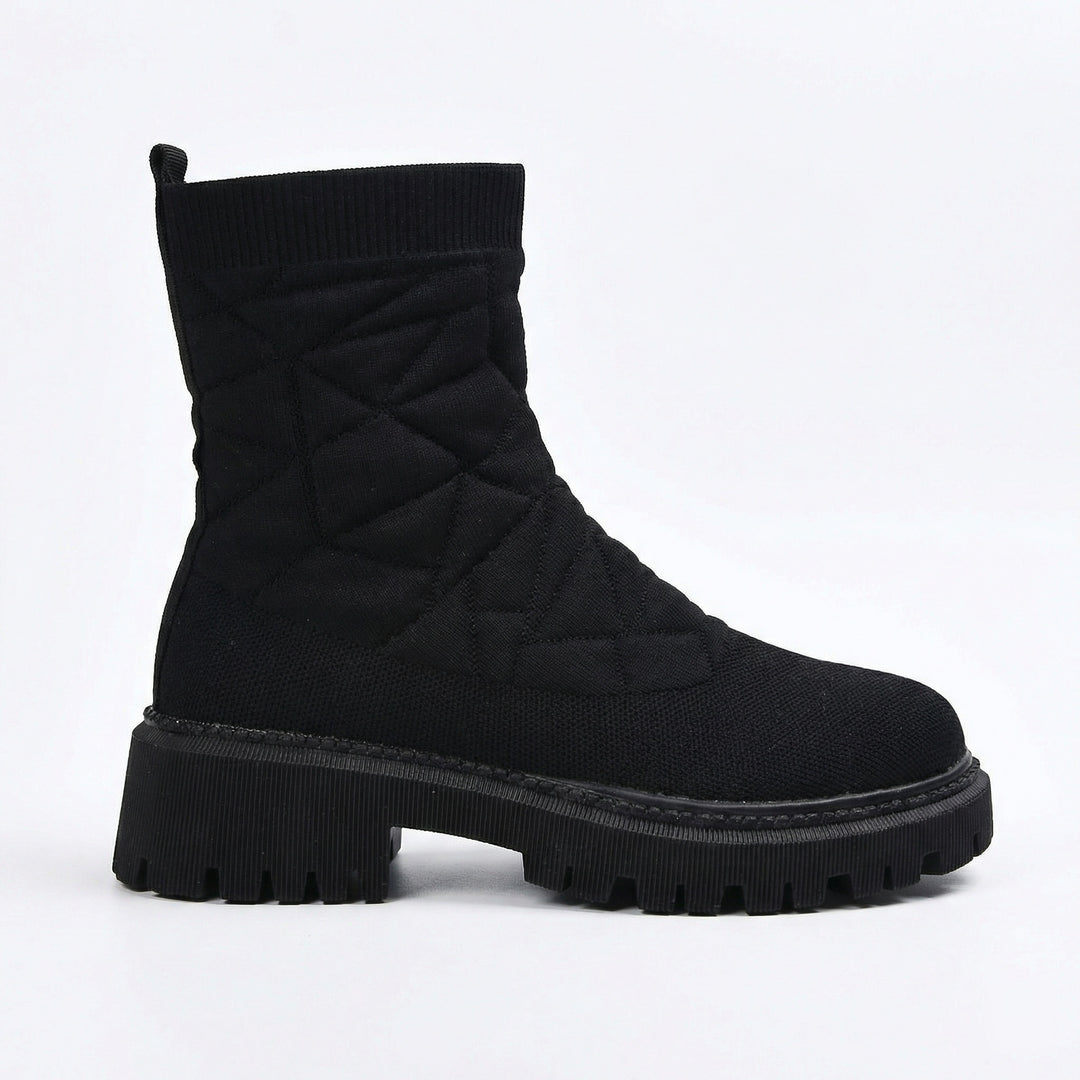 Damen Modische Stiefel mit strukturiertem Obermaterial und rutschfester Profilsohle EB