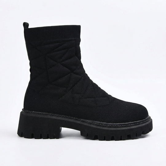 Damen Modische Stiefel mit strukturiertem Obermaterial und rutschfester Profilsohle EB
