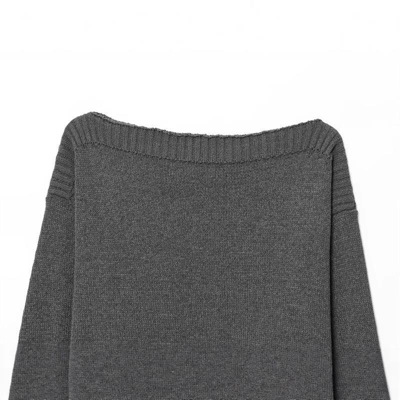 Damen kuscheliger Strickpullover mit weitem Schnitt und Rippbündchen EB