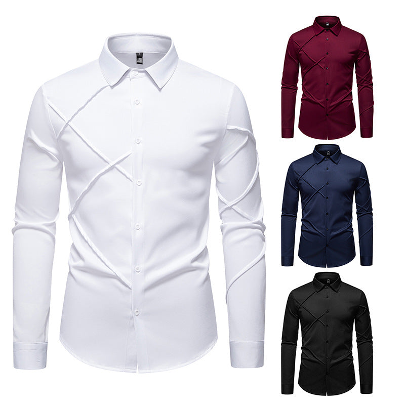 Herren Langarmhemd mit asymmetrischem Design EB